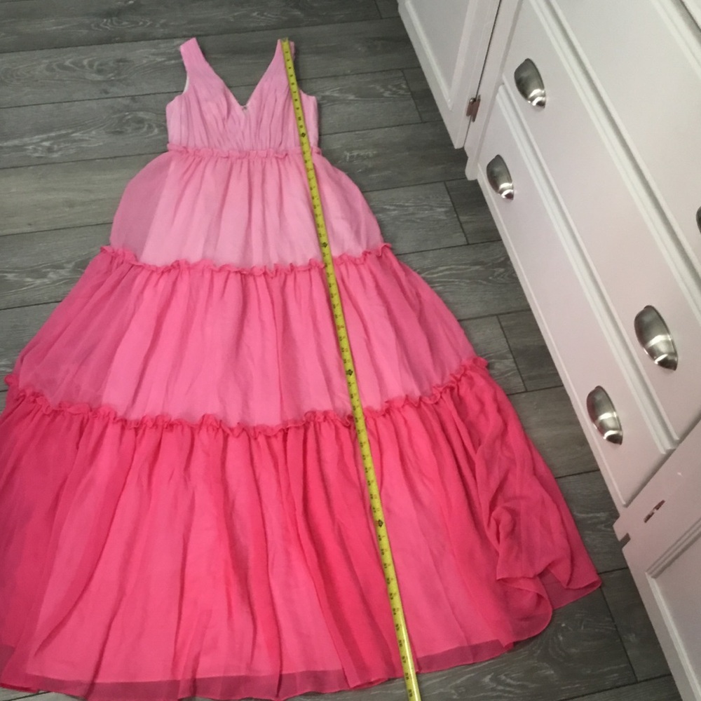 AIDEN AIDEN MATTOX Pink Colorblock Tiered Ruffle Maxi Dress size 0 - Picture 5 of 14